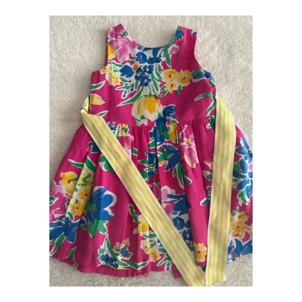 Ralph Lauren Polo Dress Size 12M baby Girl's Floral Spring Summer  Sleeveless